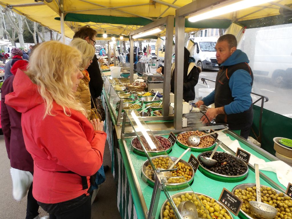 Shopping for olives at the market