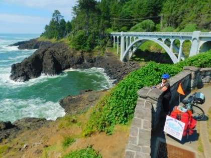 Paula pausing at the top of another climb